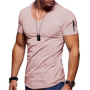 New Summer Men's Turtleneck Formal Fitness <b>Bodybuilding</b> Short Sleeve Zipper <b>T</b>-<b>Shirt</b> Eco-Friendly Breathable Cotton Plus Size - Product Image 2