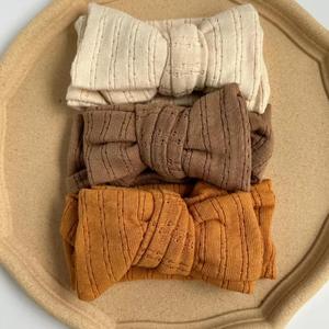 Elastic Turban Nature Linen Swaddle Hairwrap Double Bow Harper <strong>Headband</strong> Oversized Topknot for <strong>Baby</strong> Girls - Product Image 5