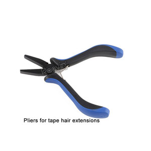 Alicates para Extensiones de Cabello, Herramienta de Prensado de Punta Plana de Metal para Instalación y Extracción, 4.5 Pulgadas, Mango Azul y Negro - Product Image 3
