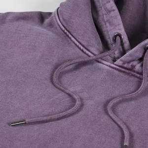 Sudaderas con capucha ecológicas sólidas desgastadas lavadas con ácido 3D al por mayor para hombres de talla grande temporada de invierno poliéster/forro polar de algodón liso - Product Image 5