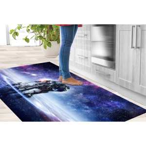 Alfombra estampada con diseño de astronauta aterrizando, decoración con temática espacial, suave y fácil de limpiar, con pelo suave. - Product Image 4