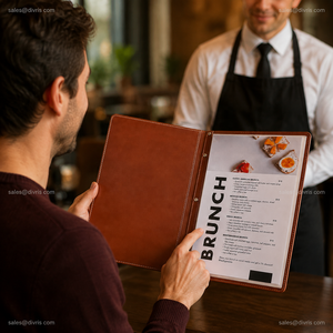 Cubiertas de Menú de Cuero Personalizadas al por Mayor para Restaurantes, Hoteles y Bares, Logotipo Grabado Personalizado - Product Image 3