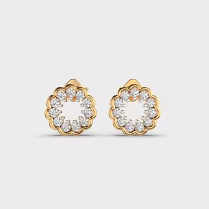 Boucles d'oreilles créoles simples en or jaune 10 carats avec croix en diamant rond cultivées en laboratoire pour tout festival et occasion - Product Image 6