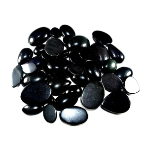 Piedra Natural de alta calidad, cristal de obsidiana negra, forma de mezcla, cabujón de piedras preciosas sueltas, piedras preciosas de cristal curativo, cabujón de todas las formas - Product Image 1