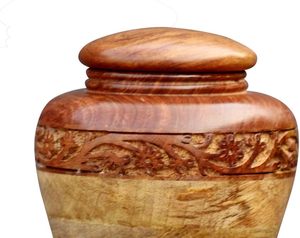 Wooden Cremation Urn <b>for</b> Human <b>Ashes</b> Male/Female, Hand-Carved Cremation Adult Funeral Urn <b>Box</b> Urn <b>for</b> Human <b>Ashes</b> (Medium) - Product Image 3