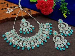 Indian Traditional Kundan Silver Plated Jewellery Set and Copper Necklace Set for Women & Girl Indian <b>Accessories</b> Jewlery Women - Product Image 3