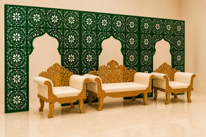 Panel de Escenario con Diseño Láser Estilo Mughal Real con Sofá para Bodas, Paneles de Fondo con Corte Láser con Temática Islámica para Ceremonia Nikah - Product Image 2