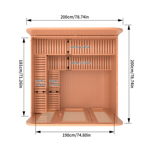 Sauna Exterior para 6 Personas con Calentador de 9KW, Puerta Cuadrada de Cedro Rojo y Vidrio Templado - Product Image 3