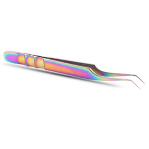 Pince à épiler à pointe fine pour faux cils, cils en bande à 45 degrés, parfaite pour les voyages, outil de maquillage, pince à épiler en acier inoxydable - Product Image 4