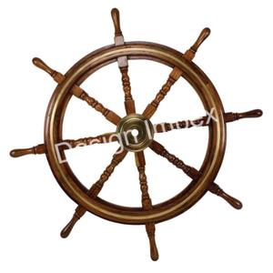 Accessoires nautiques Décoration murale de roue de bateau Article de décoration murale Impression de logo personnalisé Échantillon gratuit Artisanat de roue de bateau en bois naturel - Product Image 5