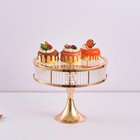 Support à gâteau de grande taille en métal et verre de forme ronde de qualité de luxe Design attrayant Vaisselle Décoration Support à dessert