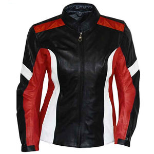 Streetwear Biker Style Femmes en cuir de mouton véritable col montant veste doublure en Satin respirant conception personnalisée fermeture éclair - Product Image 1