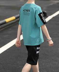 Ensemble 2 pièces pour garçons et imprimé cowboy, t-shirt et short décontracté à manches courtes, tissu en tricot de polyester légèrement extensible, coupe régulière, - Product Image 5