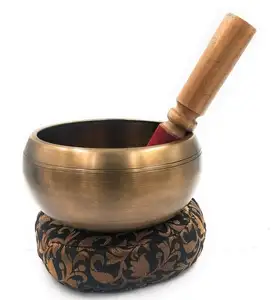 Industrial factory sale Antique Gold Singing Bowl Brass Deep Sound Plain Handmade Traditional Singing Bowl Mallet for Stress