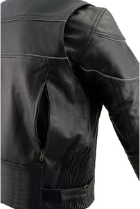 Stand Collar Zip-up Warm Moto Acolchado Elegante Ligero Caf Racer Chaqueta de cuero para hombres Personalizado - Product Image 5