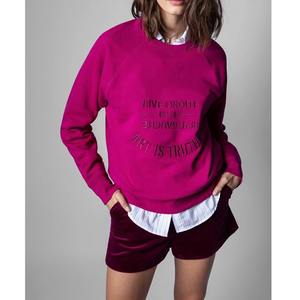 Pull en jersey long pour femme en coton rose à imprimé lettres classique printemps nouveau - Product Image 6