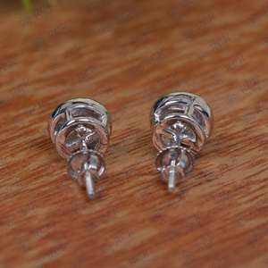 925 argent Sterling femmes Simple rond Solitaire diamant boucles d'oreilles simple goujon Moissanite pendentif paire petite taille - Product Image 3