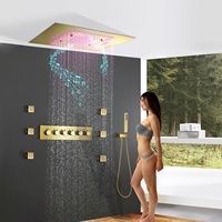 Pomme de douche pluie LED de plafond de 24X32 pouces avec musique Grand système de douche pluie de luxe Fixations Kit de mitigeur thermostatique