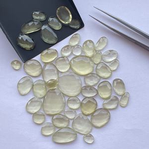 Piedra de cuarzo de oro verde limón Natural de 10mm y 20mm, tamaño libre, corte rosa, rebanadas traseras planas, piedras preciosas calibradas para hacer joyas, anillo - Product Image 3