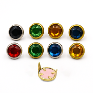 <span class=keywords><strong>Borchie</strong></span> Decorative in Ottone Stile Americano con Cristalli e Bordo Dorato o Nichelato <span class=keywords><strong>per</strong></span> <span class=keywords><strong>Cinture</strong></span> in Pelle - Product Image 2