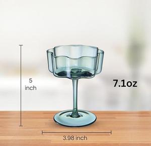 Verre à <span class=keywords><strong>vin</strong></span> vintage ondulé soufflé à la main, coloré, pour cocktail, gobelet de luxe, verrerie Mimosa, design protégé par le droit d'auteur - Product Image 4