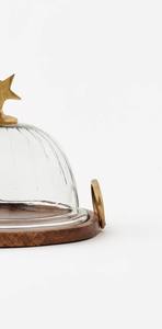 Modern Wooden Round Cake Stand with <b>Glass</b> <b>Dome</b> Casted Handle Handmade & Eco Friendly Design for Home Kitchen & Hotel Use - Product Image 2