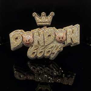 Pendentif Couronne Luxe Iced Pardon 69 en Moissanite taillée, Plaqué Or 18K sur Argent Sterling VVS1, Bijoux Hip Hop Personnalisés Bling - Product Image 5