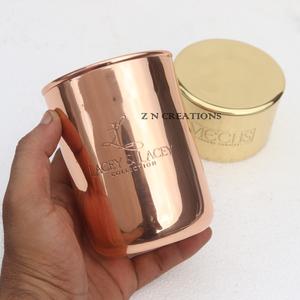 Portavelas de cobre hecho a mano, recipiente de vela de cobre brillante con tapa, votivo de Metal para fabricación de velas de lujo - Product Image 5