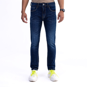 Pantalones Vaqueros de Mezclilla Premium para Hombre, Azul Oscuro, Corte Ajustado, Precio de Fábrica al por Mayor, Nuevo OEM ODM, Mejor Calidad, Logotipo Personalizado, Algodón Suave Elástico - Product Image 5