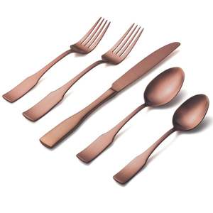 Ensemble de couverts en acier inoxydable finition métal super moderne, vaisselle esthétique pour restaurants, hôtels, mariages, acier miroir - Product Image 1