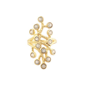 แหวนหินโอปอลอไลต์ควอทซ์ประดับหินหลายขนาด18K แหวนหมั้นดีไซน์ลายเส้นชุบทองแหวนขนาด8uS ดีไซน์ตามความต้องการของโรงงาน - Product Image 1