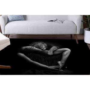 Tapis imprimé Lion et Femme : Tapis Lion uniques pour les lofts modernes, avec tapis à poils doux - Product Image 2