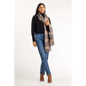 Écharpe longue multicolore en polyester SCF-23-18, motif jacquard imprimé avec logo personnalisé, style tricoté à motif animalier tendance - Product Image 1
