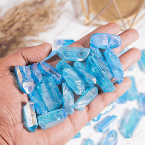 Vente en gros de points de quartz bleu aura écologiques de qualité supérieure, polis à la main, cristal naturel de guérison, décoration Feng Shui pour la maison - Product Image 3