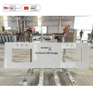 Pierre de quartz artificielle NV896, rivetée, de qualité commerciale, à base de gris, de type Carrara, pour plans de travail - Product Image 5