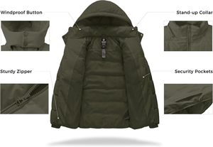 Chaqueta acolchada de gran tamaño con cremallera sólida de calidad superior para hombre, chaquetas de plumón impermeables acolchadas personalizadas cálidas de invierno de alta calidad - Product Image 3