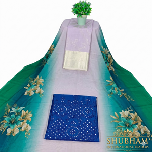 Dirac Suizo Gris Carbón con Estampado de Lirios Blancos, Gorgorad Gris Bordado y Telas a Juego para Chales - Product Image 4
