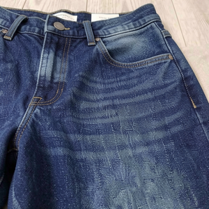 Jean en denim taille haute pour femme, coupe skinny droite, sexy, décontracté, vintage, délavé foncé, extensible, confortable, respirant, écologique - Product Image 2