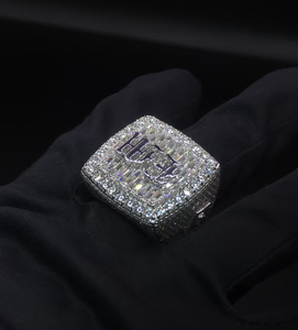 Hip Hop 925 Sterling Silver Custom Letter <b>Ring</b> Iced Out VVS Moissanite Diamond Pave Setting Men's Design <b>Statement</b> <b>Ring</b> - Product Image 1