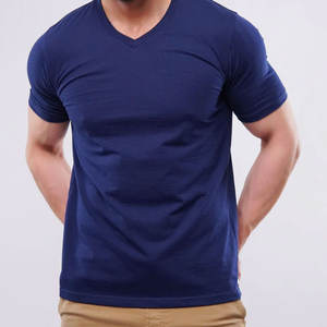 Camiseta Azul Marino de Cuello en V Elite |   Camiseta de algodón premium de 200 g/m² para hombre, estilo muscle fit, estilo urbano |   Camiseta Deportiva Personalizada al por Mayor - Product Image 1