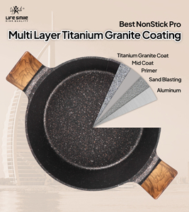 Cuộc Sống Nụ Cười Sang Trọng 10-Mảnh Đồ Nấu Nướng Đặt Cảm Ứng Cơ Sở Titan Granite Không Dính Lớp Phủ 100% Pfoa Nấu Ăn Miễn Phí Thiết Lập - Product Image 4