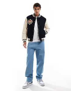 Hombres Varsity Baseball College Bomber Jacket para hombres Vintage Letterman Casual Varsity Jacket Bordado Chenille Patches 3D Patch - Product Image 3