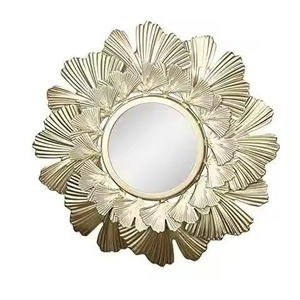 Top Quality Trending Golden Leaf Design <b>Wall</b> <b>Mirror</b> <b>for</b> Home Livingroom Hotel Hallway Decorative Use Metal <b>Wall</b> <b>Mirror</b> - Product Image 4