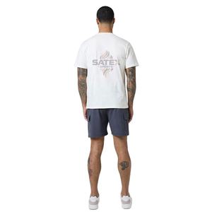 Conjunto de Verano de Dos Piezas Personalizado para Hombre, Estilo Casual, Camiseta de Manga Corta con Bloques de Color Blanco y Azul Marino y Pantalones Cortos a Juego - Product Image 2