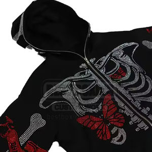 Mode tenue à la mode nouveau design à manches longues hommes coton mélangé à capuche Slim Fit solide couleur unie hommes strass sweats à capuche - Product Image 2