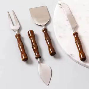 Premium Stainless Steel Cheese Knife Set with <b>Wooden</b> Handle Perfect for <b>Slicing</b> Spreading Cutting and Serving Cheese - Product Image 1
