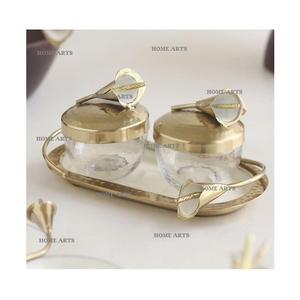 Set of 2 Antique Design Dry Fruits Metal Bowls Round Shape Customized Size <b>Sweet</b> Serving Bowls With Tray - Product Image 2