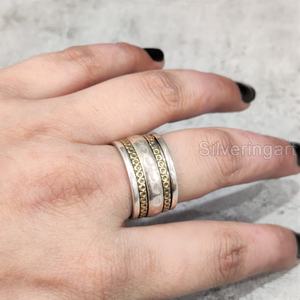 Anneau de méditation Spinner Band Bague de pouce pour femme en argent sterling 925 Fidget Bijoux faits à la main Anxiété de Noël Bague Spinner pour homme - Product Image 1