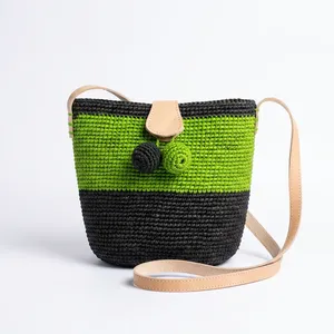 Sac fourre-tout tissé en raphia fait main, coloré, 18x25cm, style décontracté, couleurs mélangées - Product Image 5