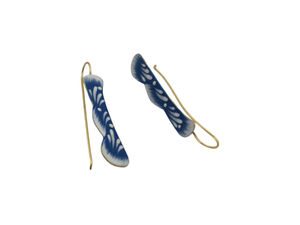 Vente chaude peinture à la main bleu pottary Design bijoux doré mat finition boucle d'oreille pour les filles et les femmes au prix de gros - Product Image 3